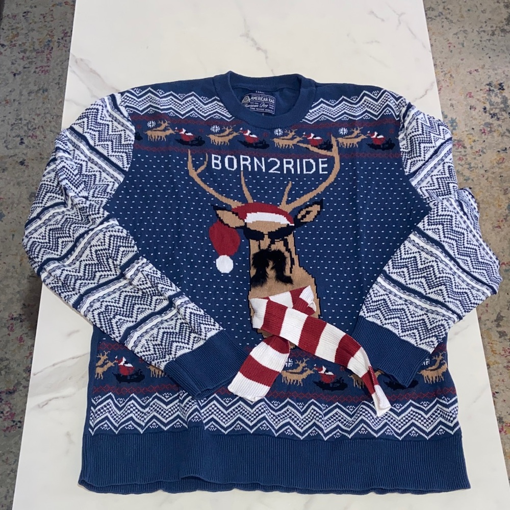 American Rag Blue Reindeer Sweater size Large